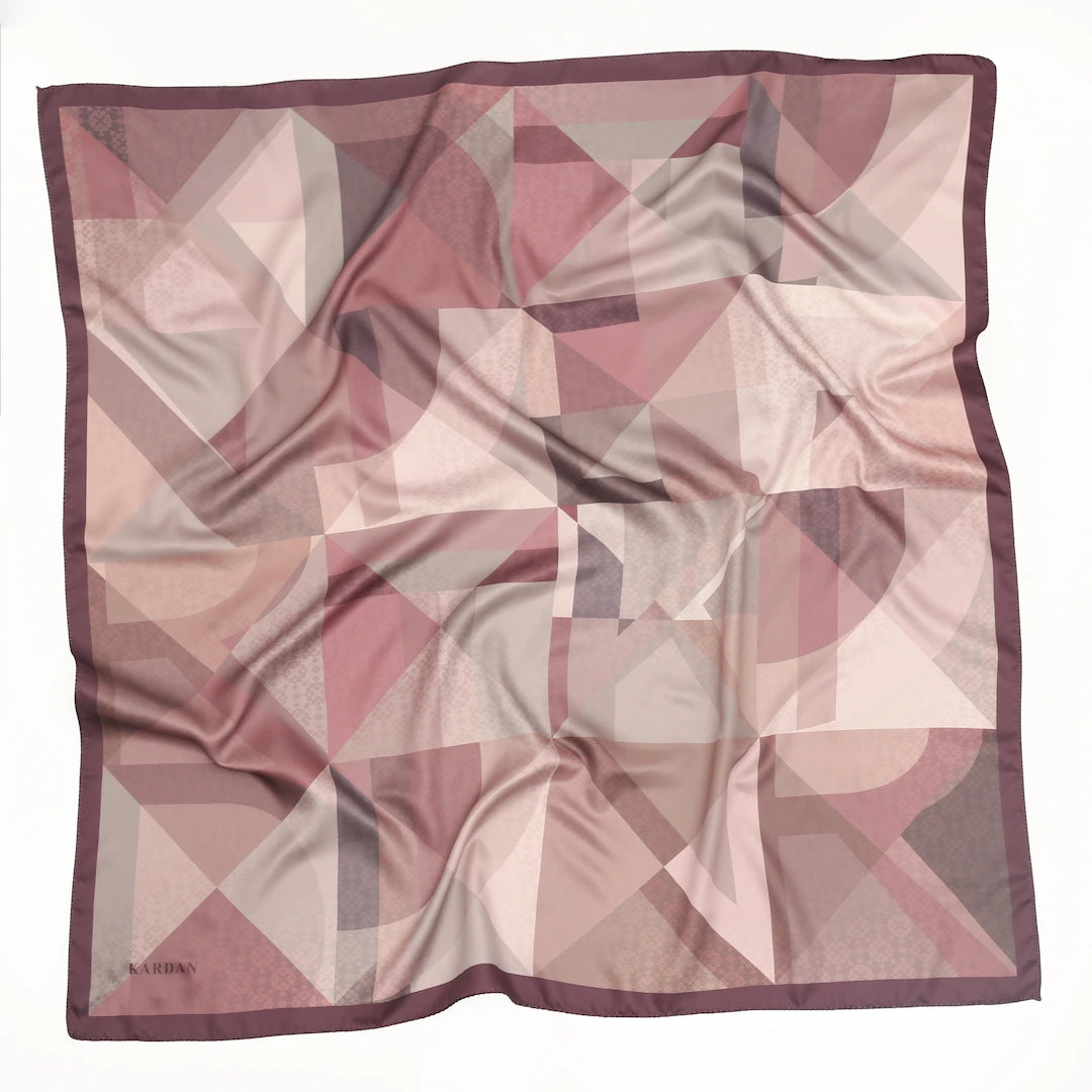 Desenli Twill Eşarp Astrid - Bordo