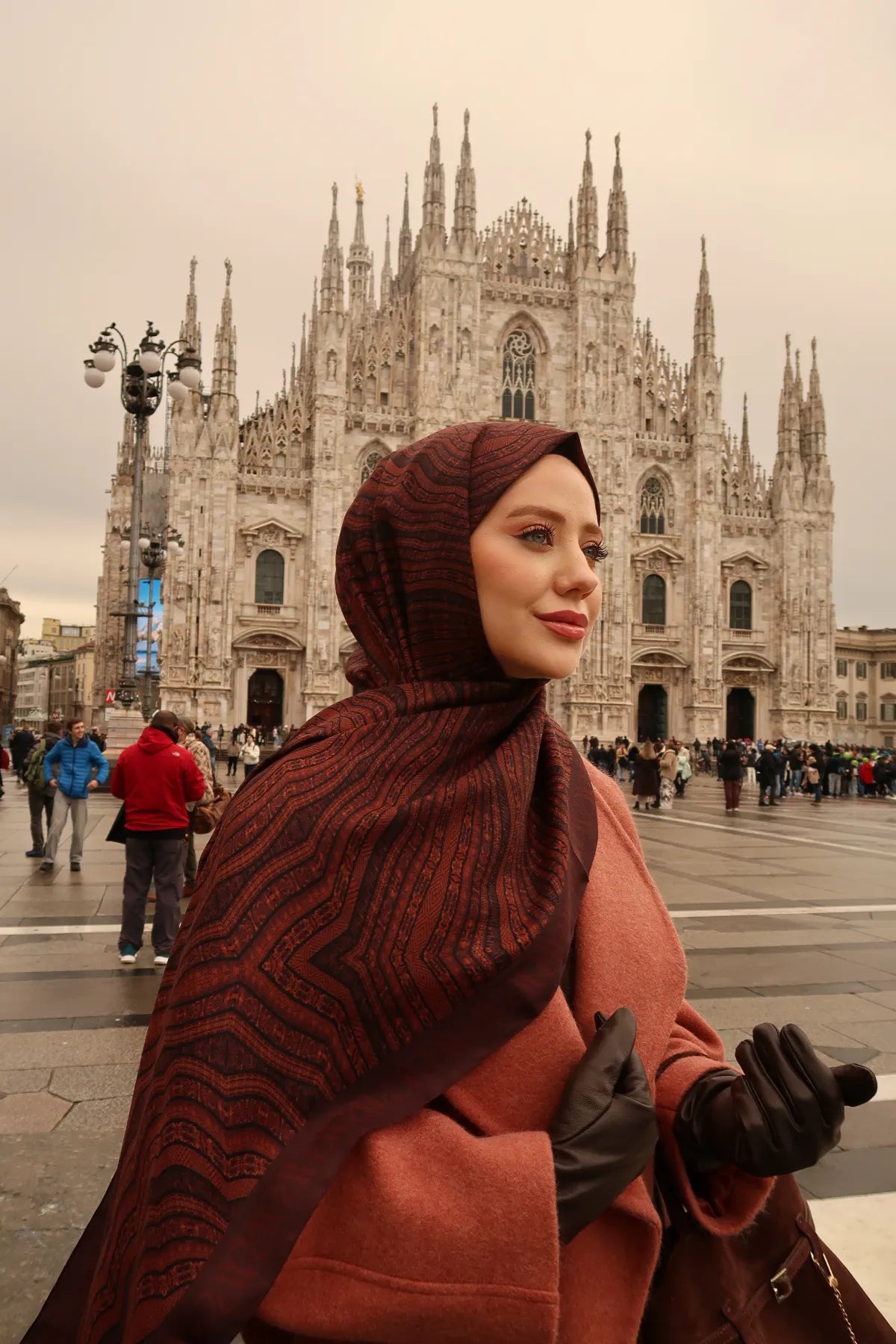 Siyera Desen İpek Şal - Maun