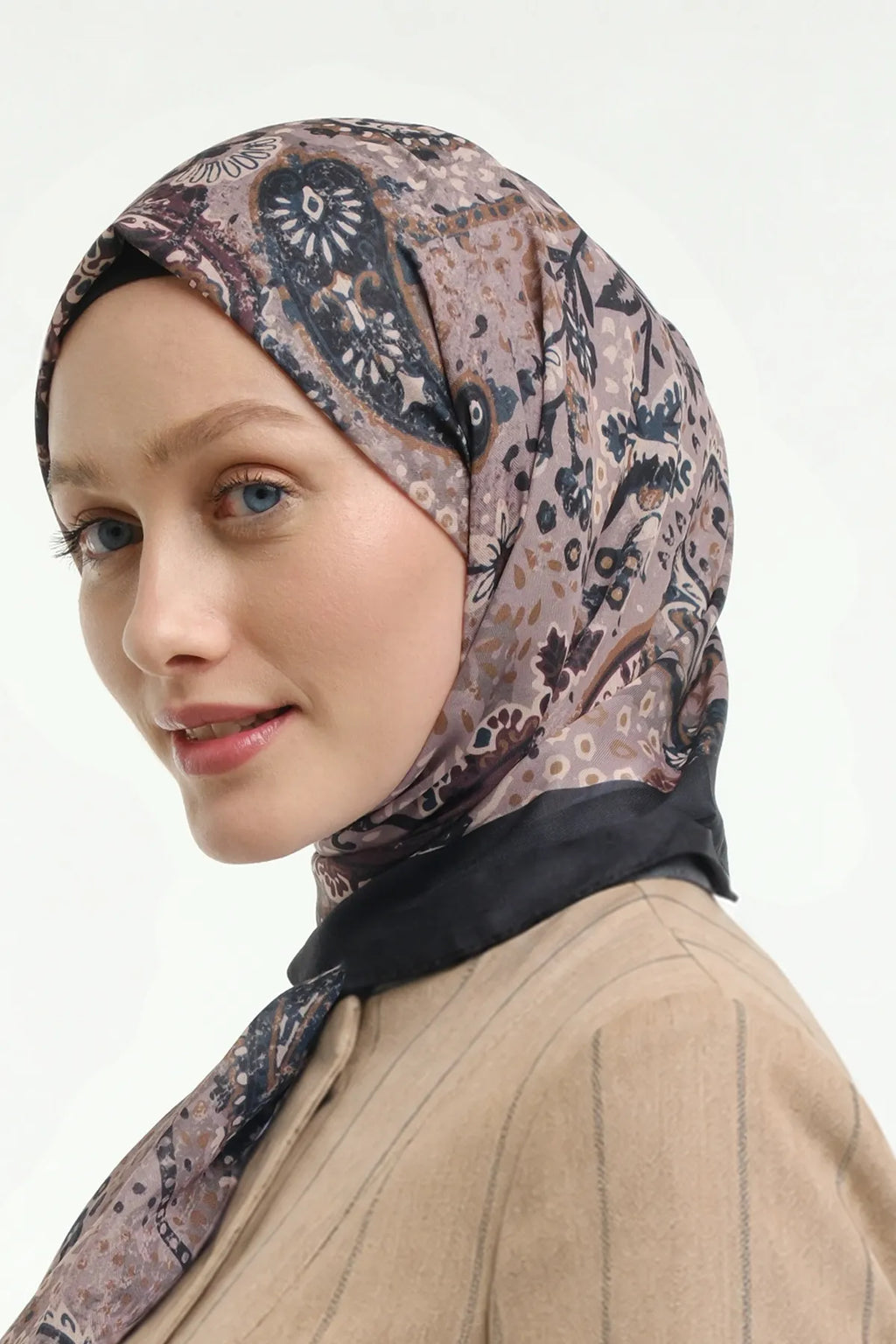 Antik Flora Desen Şal - Vizon