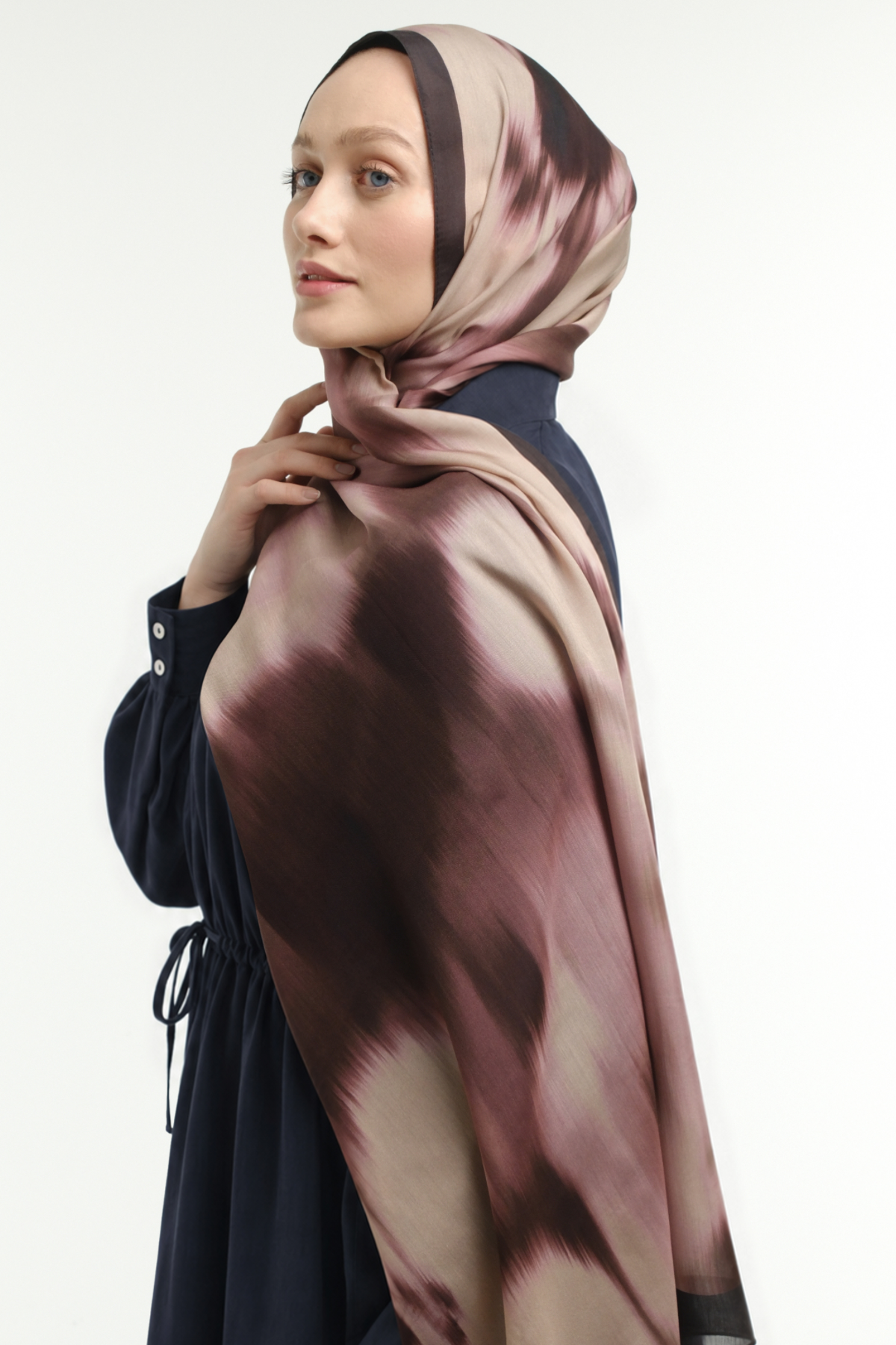 Fade Desenli Bej Bordo Şal
