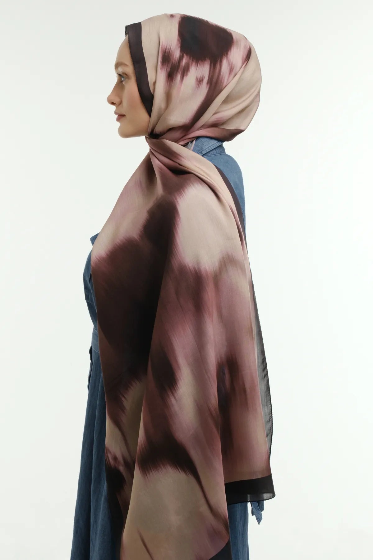 Fade Desenli Bej Bordo Şal