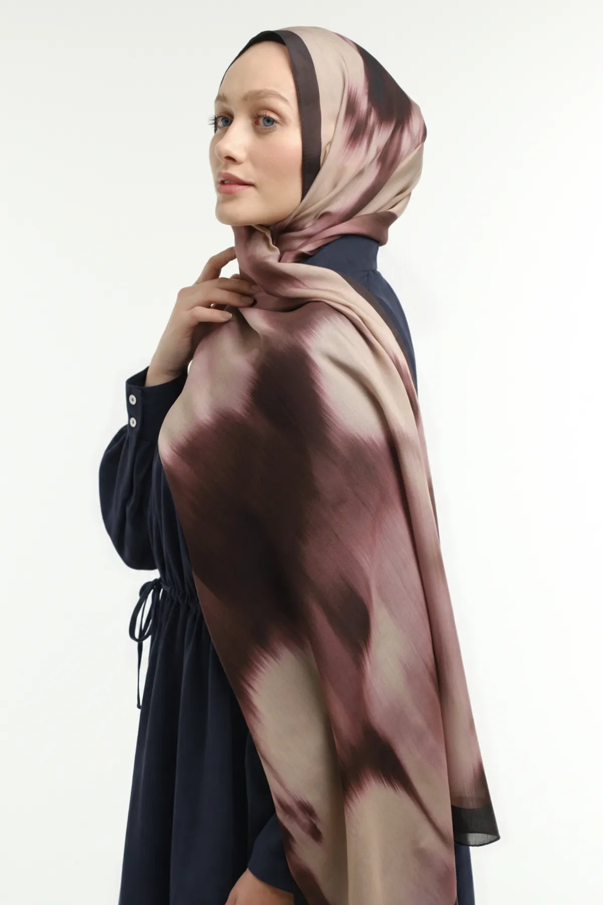 Fade Desenli Bej Bordo Şal