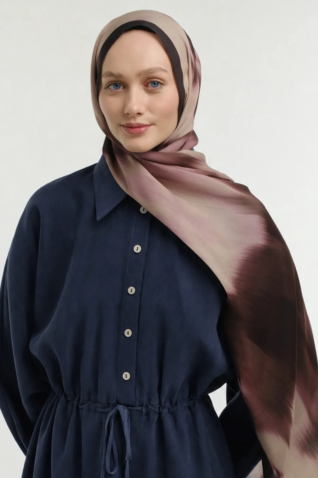 Fade Desenli Bej Bordo Şal