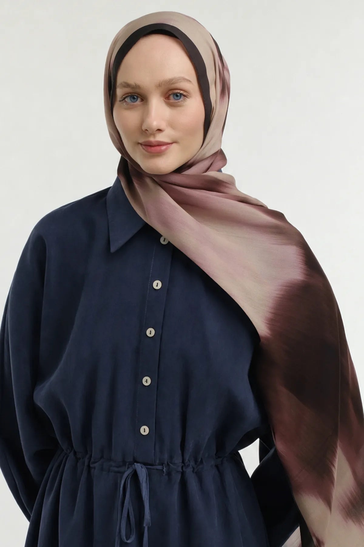 Fade Desenli Bej Bordo Şal