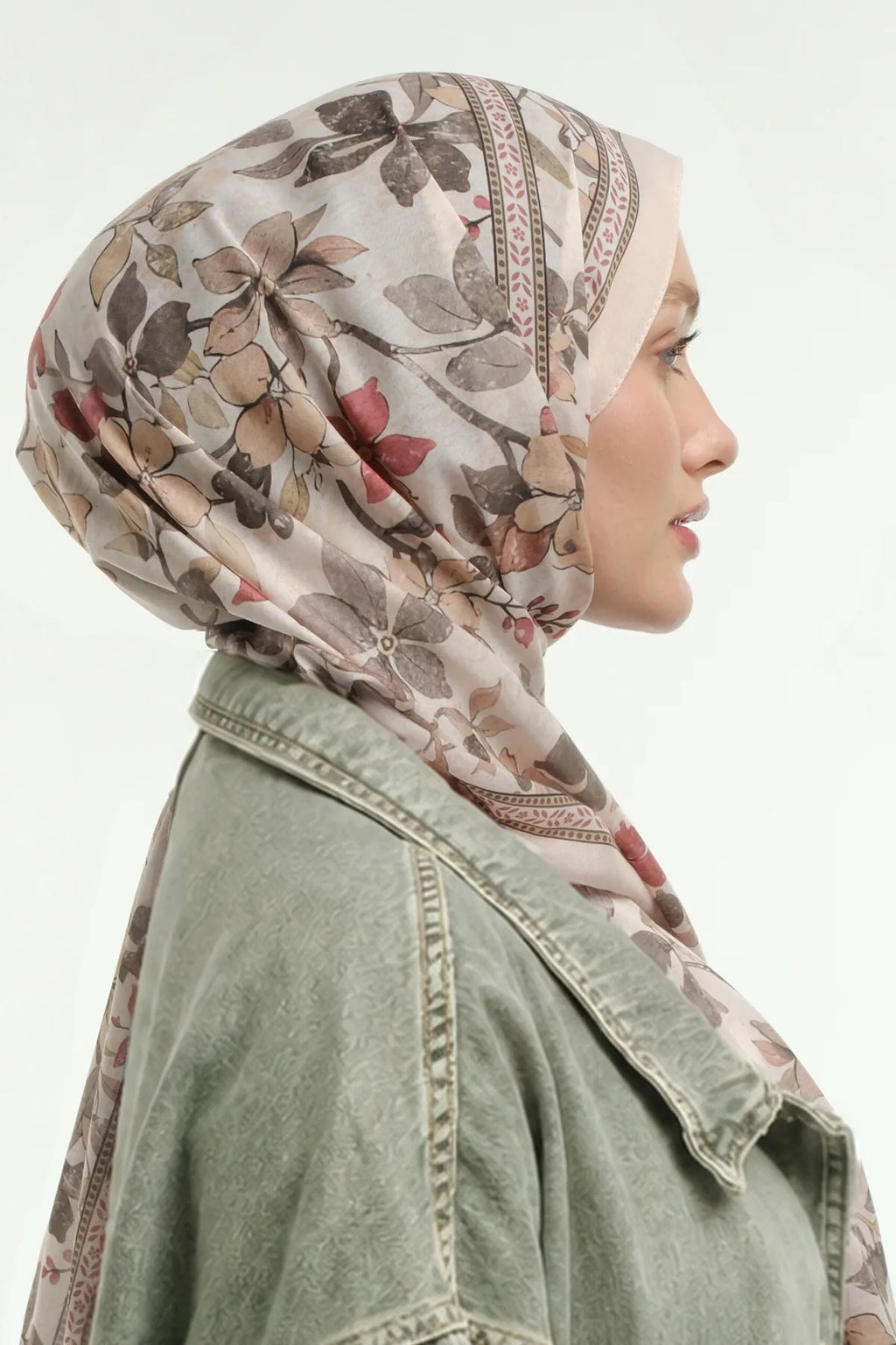 Floral Desen Şal - Krem
