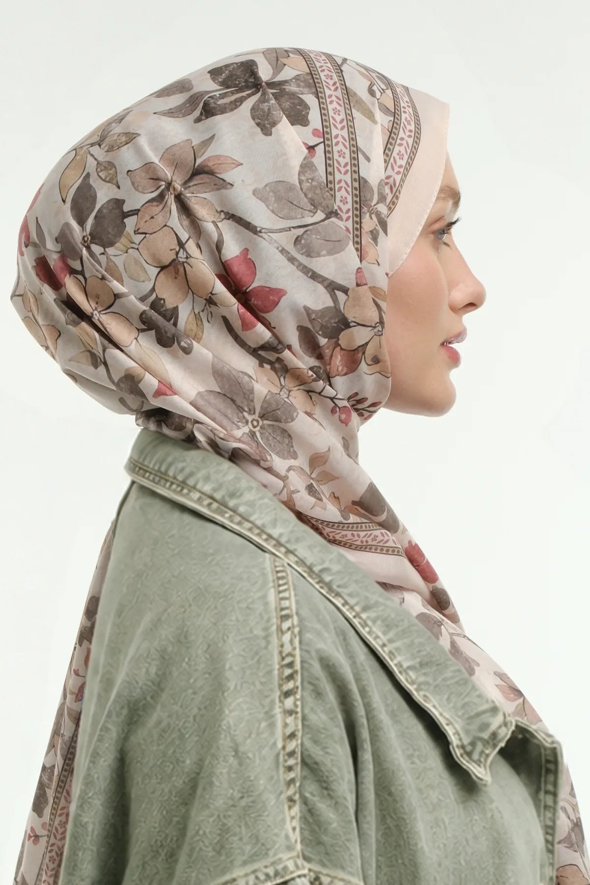Floral Desen Şal - Krem