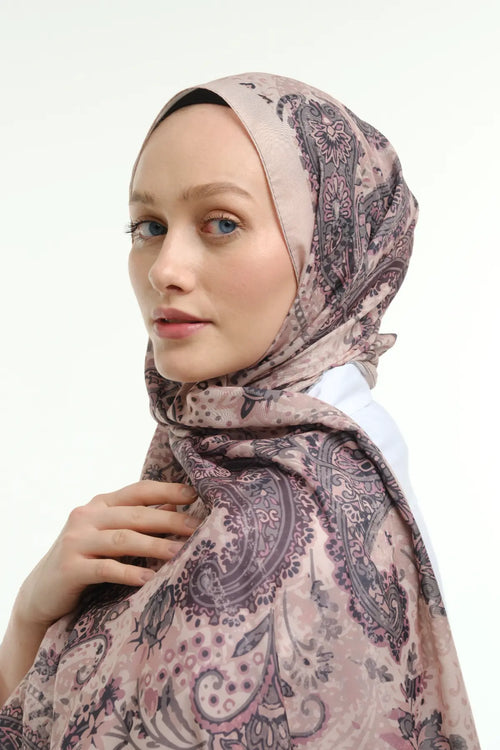 Antik Flora Desen Şal - Pudra