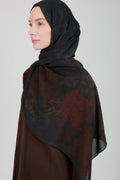 Antik Gül Desenli Antrasit Şal - MK24