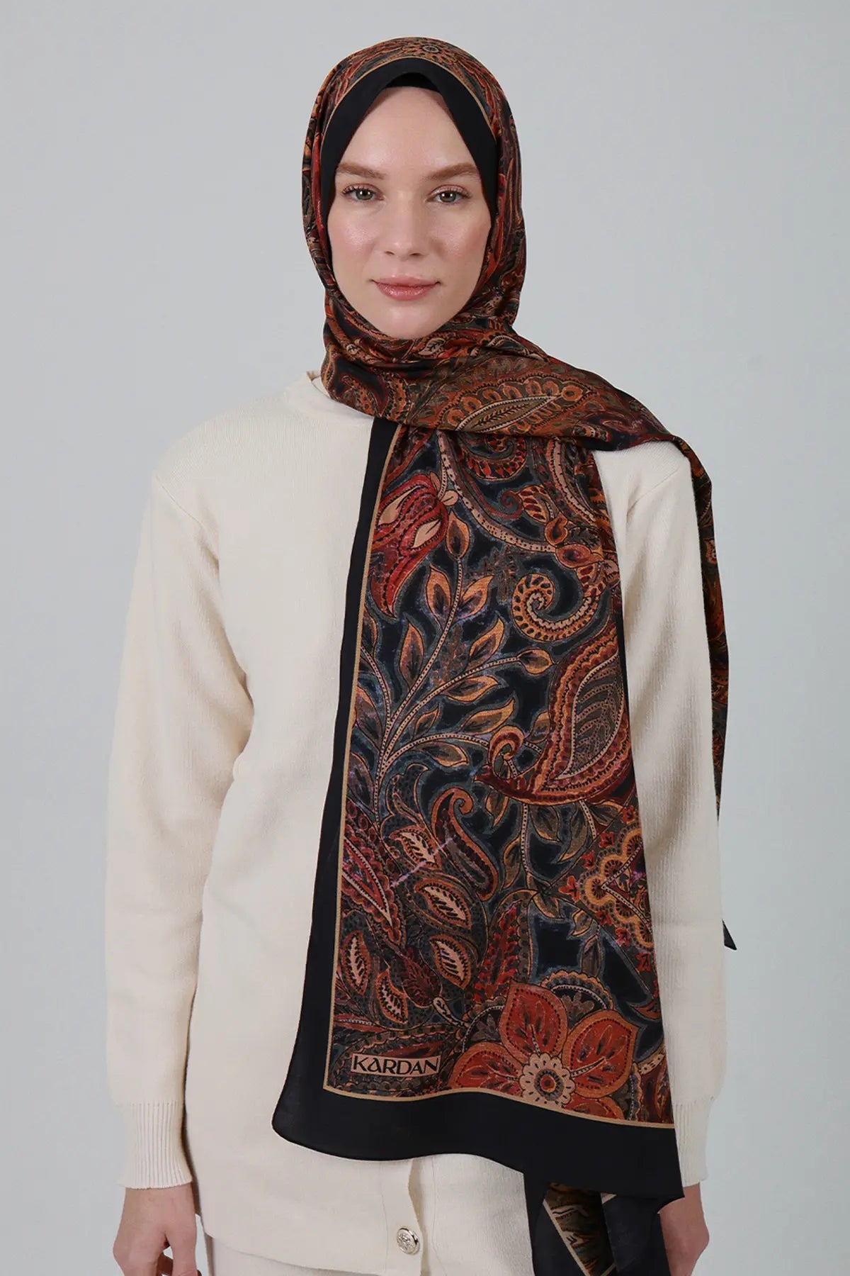Babil Desen İpek Şal - Mercan