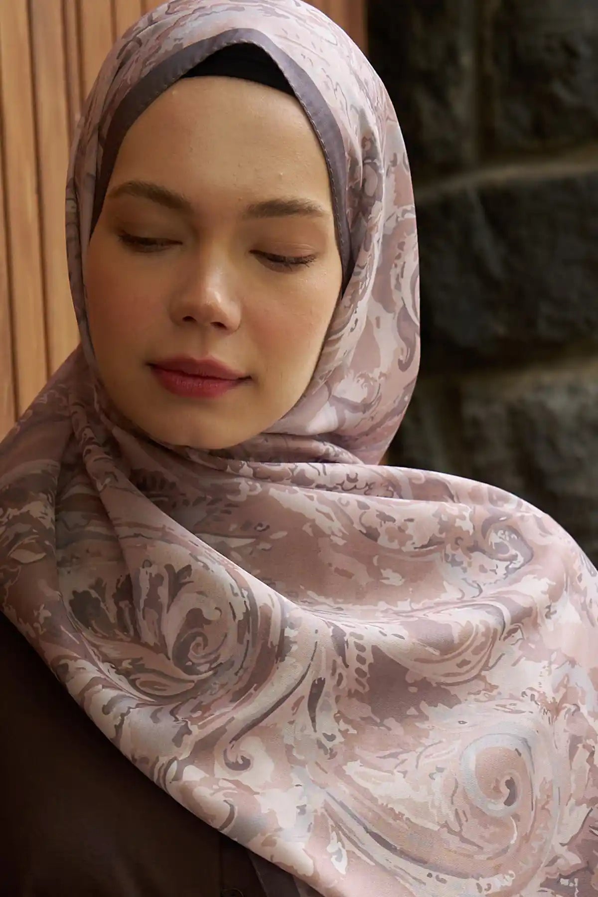 Botanik Desenli Pudra Şal - S02