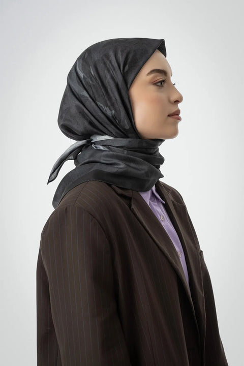 Mila Desenli Antrasit Eşarp - S15