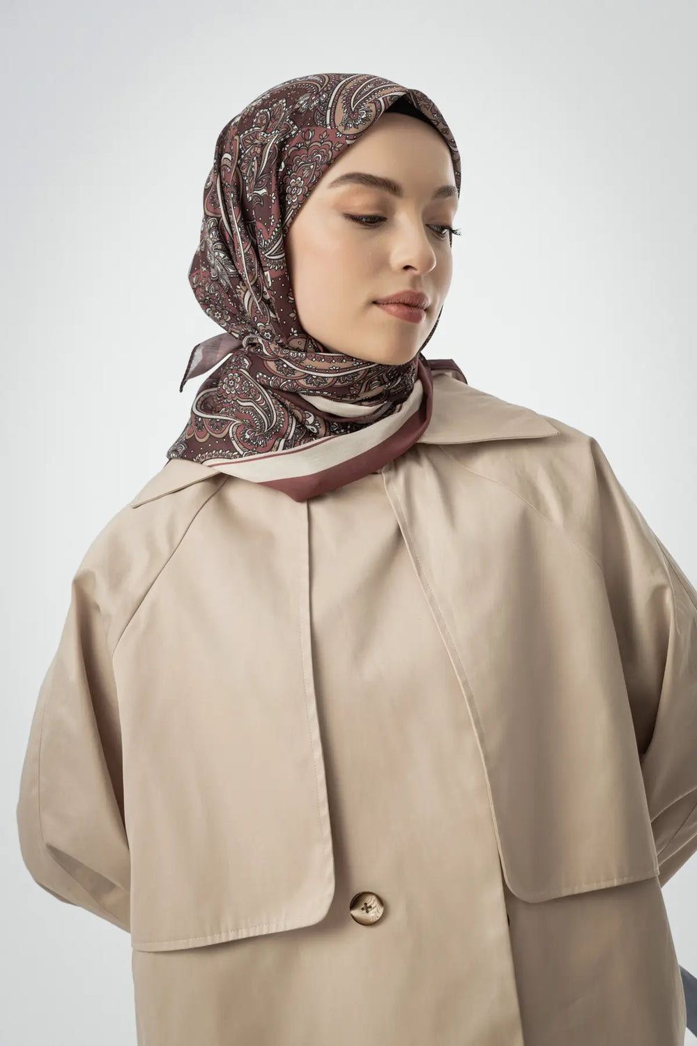 Terra Desenli Bordo Eşarp - MK10