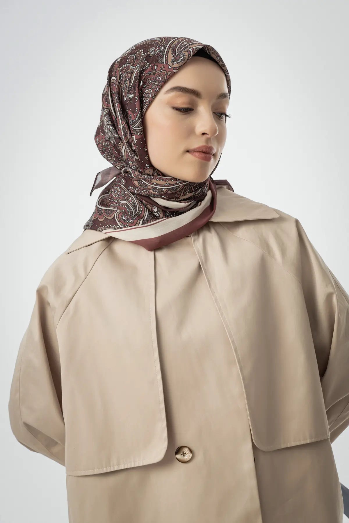Terra Desenli Bordo Eşarp - MK10