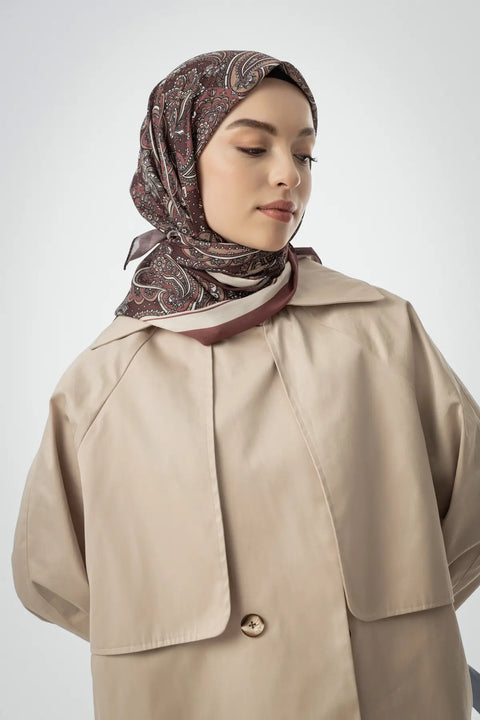 Terra Desenli Bordo Eşarp - MK10