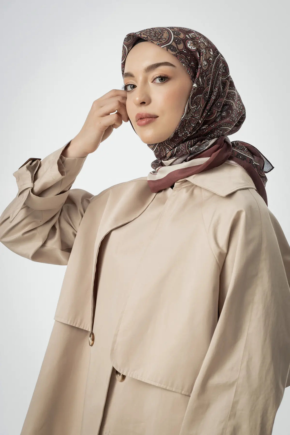 Terra Desenli Bordo Eşarp - MK10