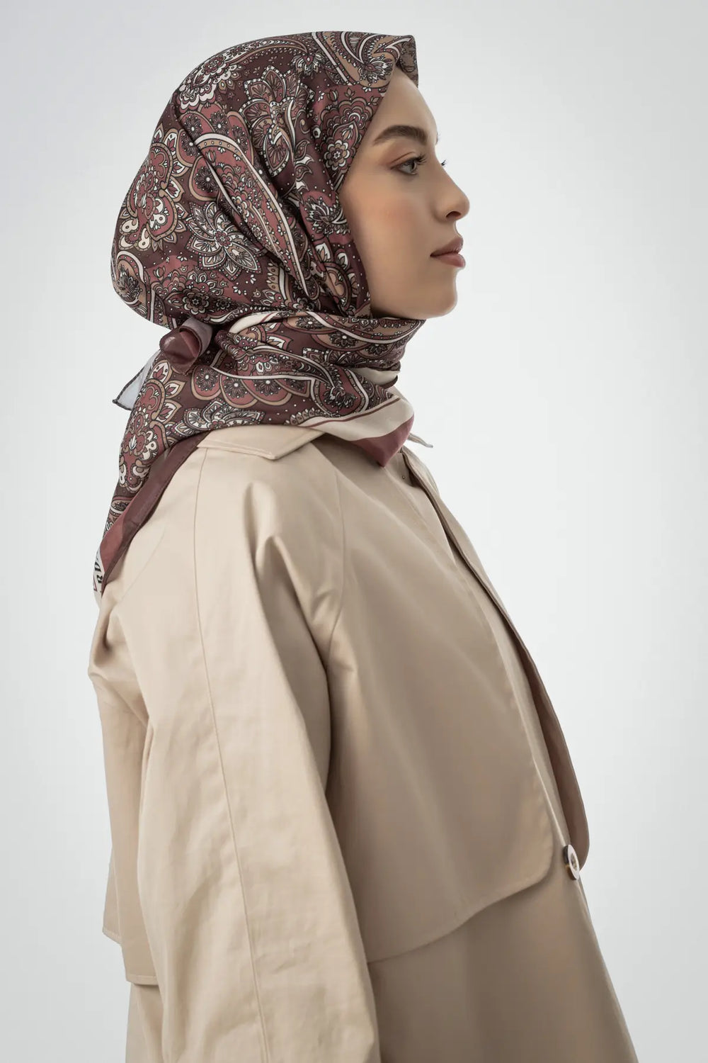 Terra Desenli Bordo Eşarp - MK10