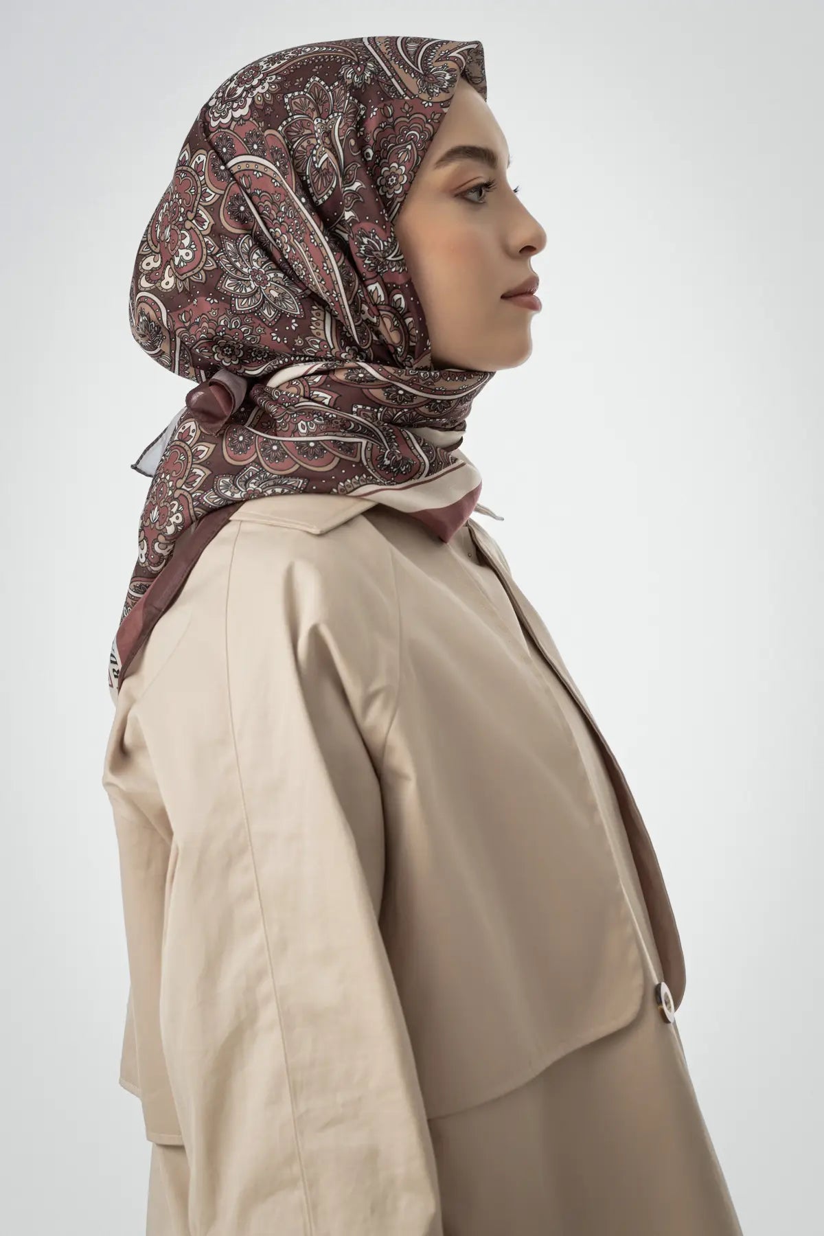 Terra Desenli Bordo Eşarp - MK10