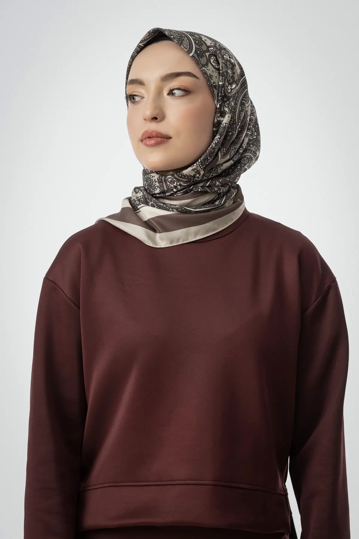 Terra Desenli Kahve Eşarp - MK09