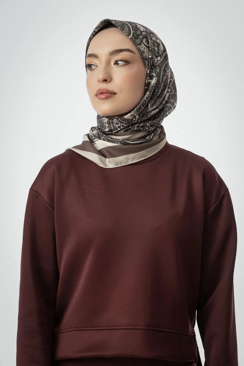 Terra Desenli Kahve Eşarp - MK09