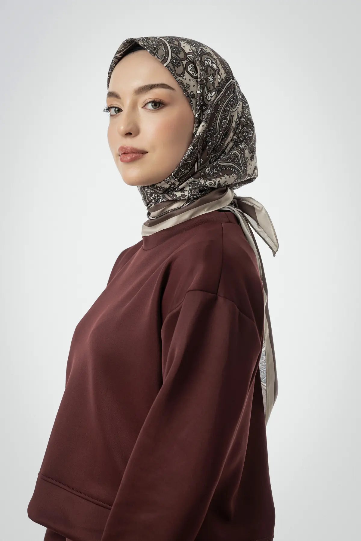 Terra Desenli Kahve Eşarp - MK09