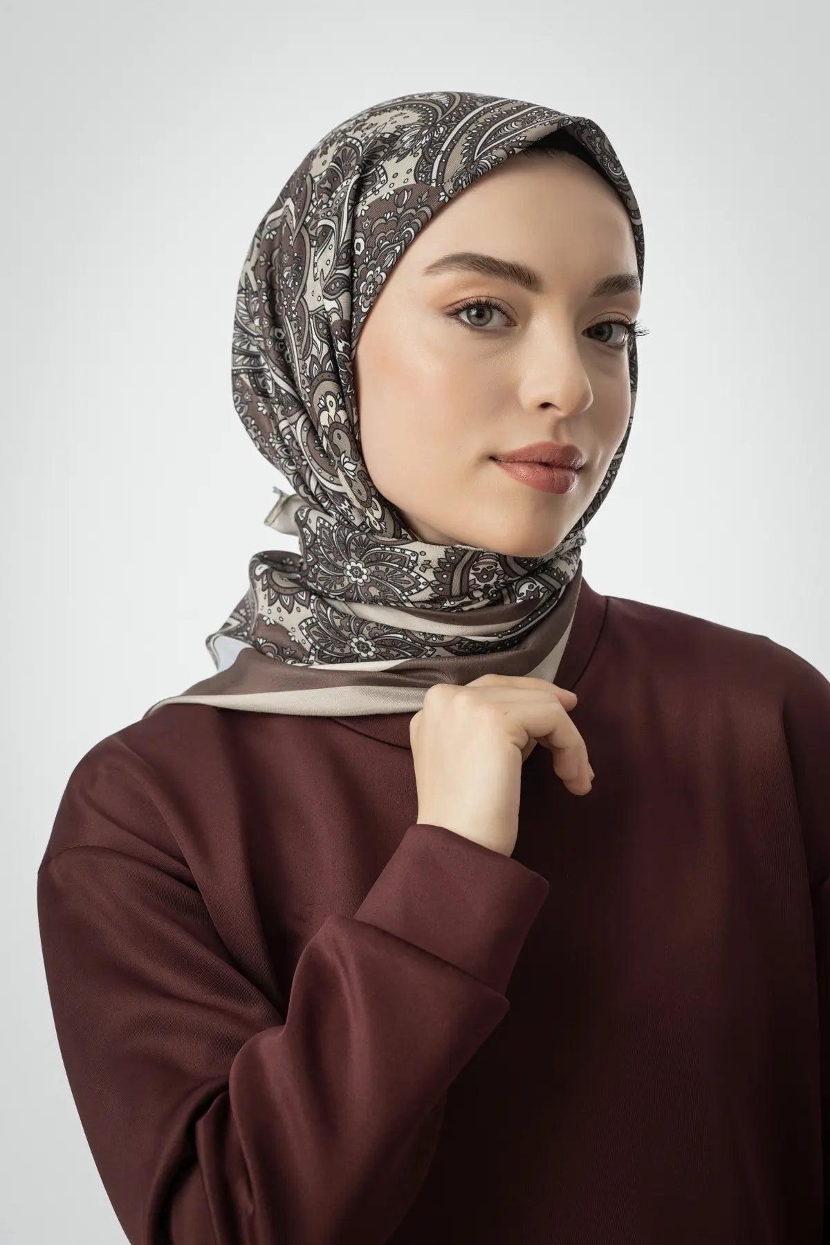 Terra Desenli Kahve Eşarp - MK09
