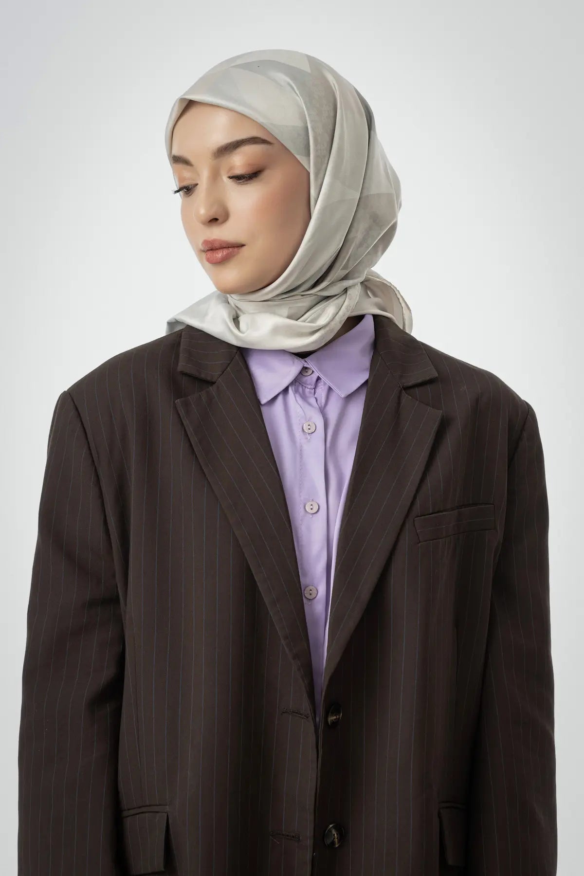 Desenli Twill Eşarp Astrid - Bej