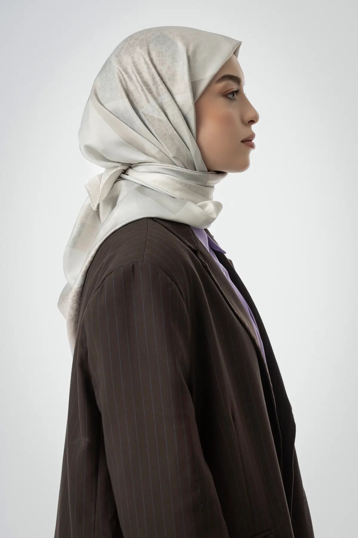Desenli Twill Eşarp Astrid - Bej