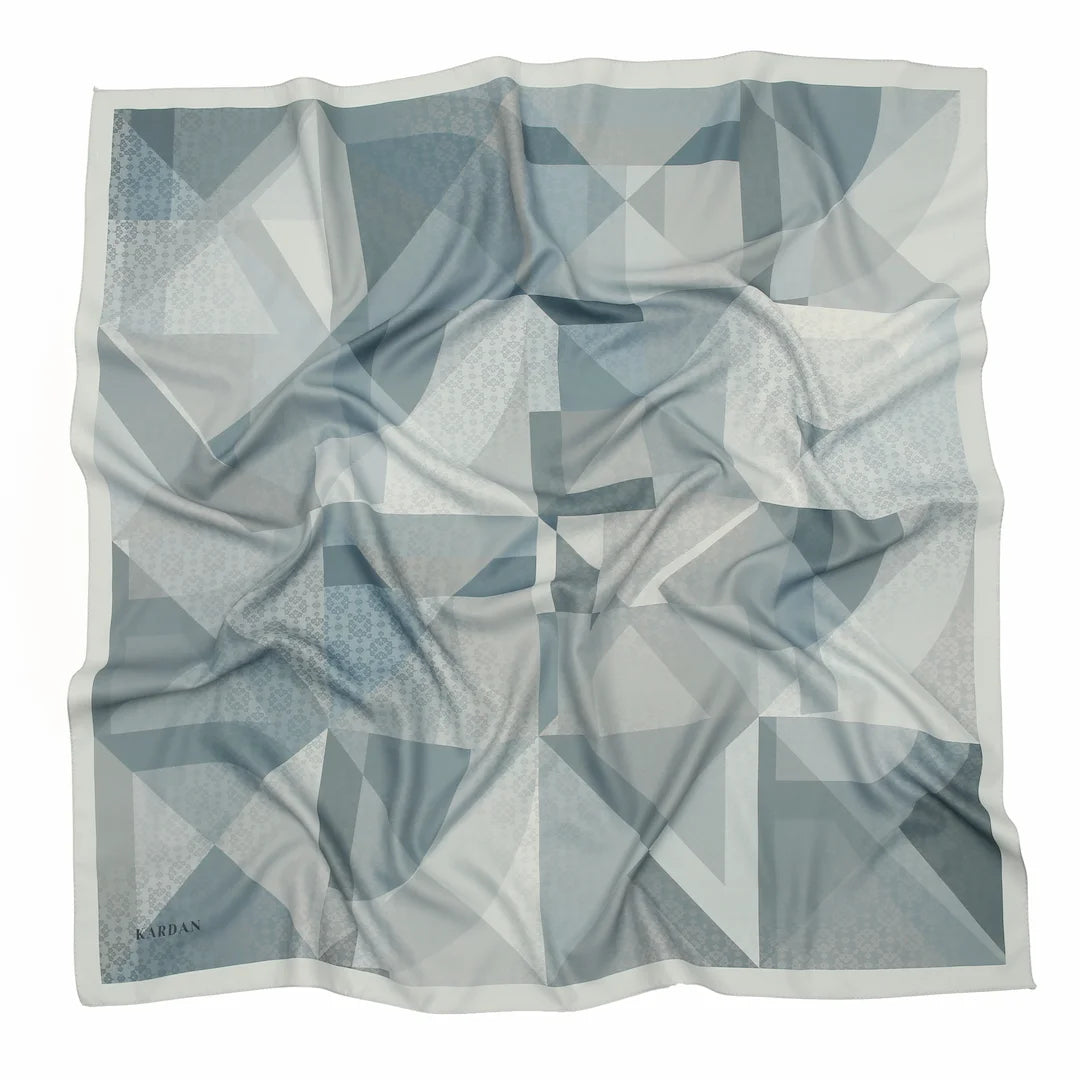 Desenli Twill Eşarp Astrid - Mavi