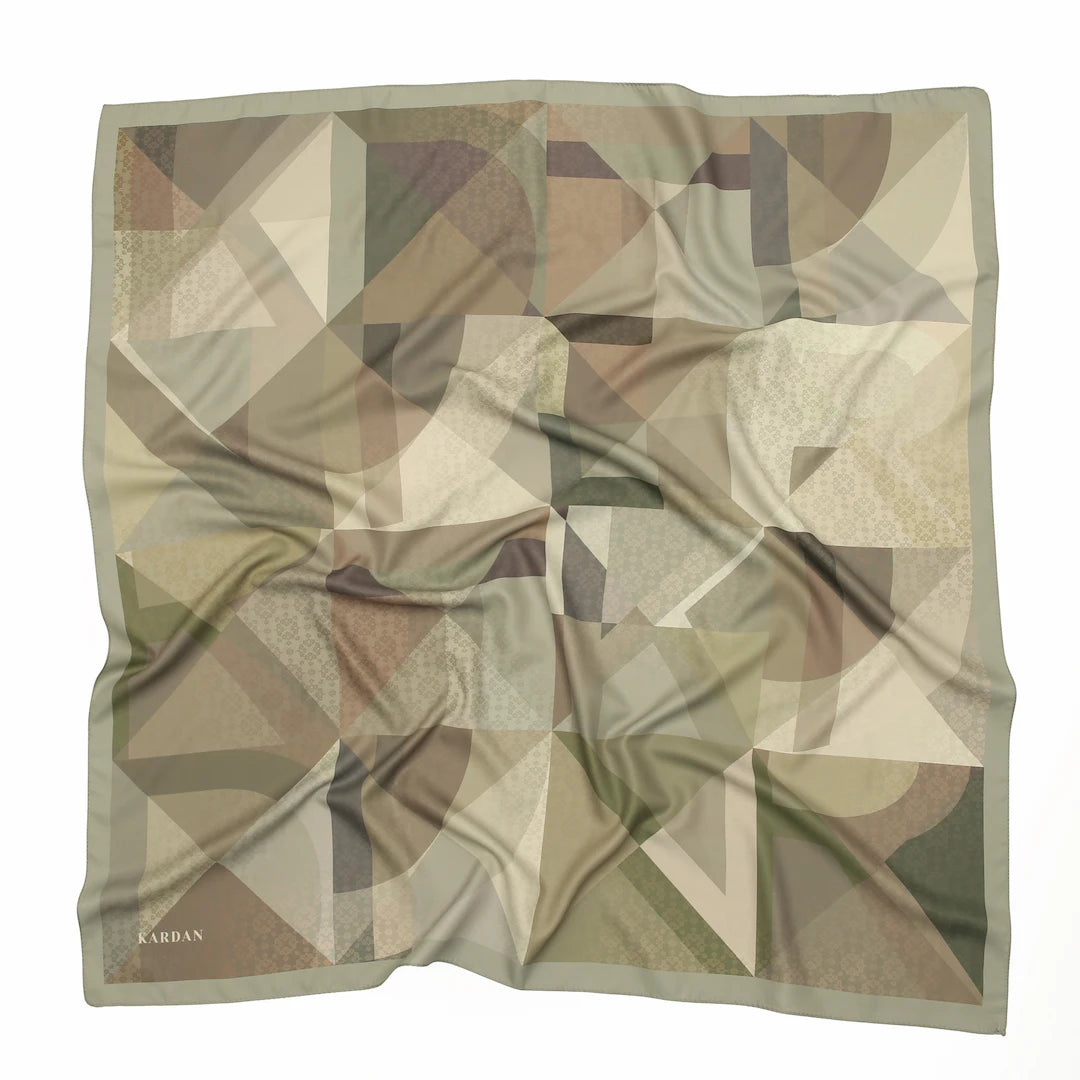 Desenli Twill Eşarp Astrid - Soft Yeşil