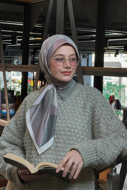 Desenli Twill Eşarp Astrid - Toprak