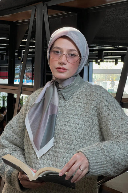 Desenli Twill Eşarp Astrid - Toprak