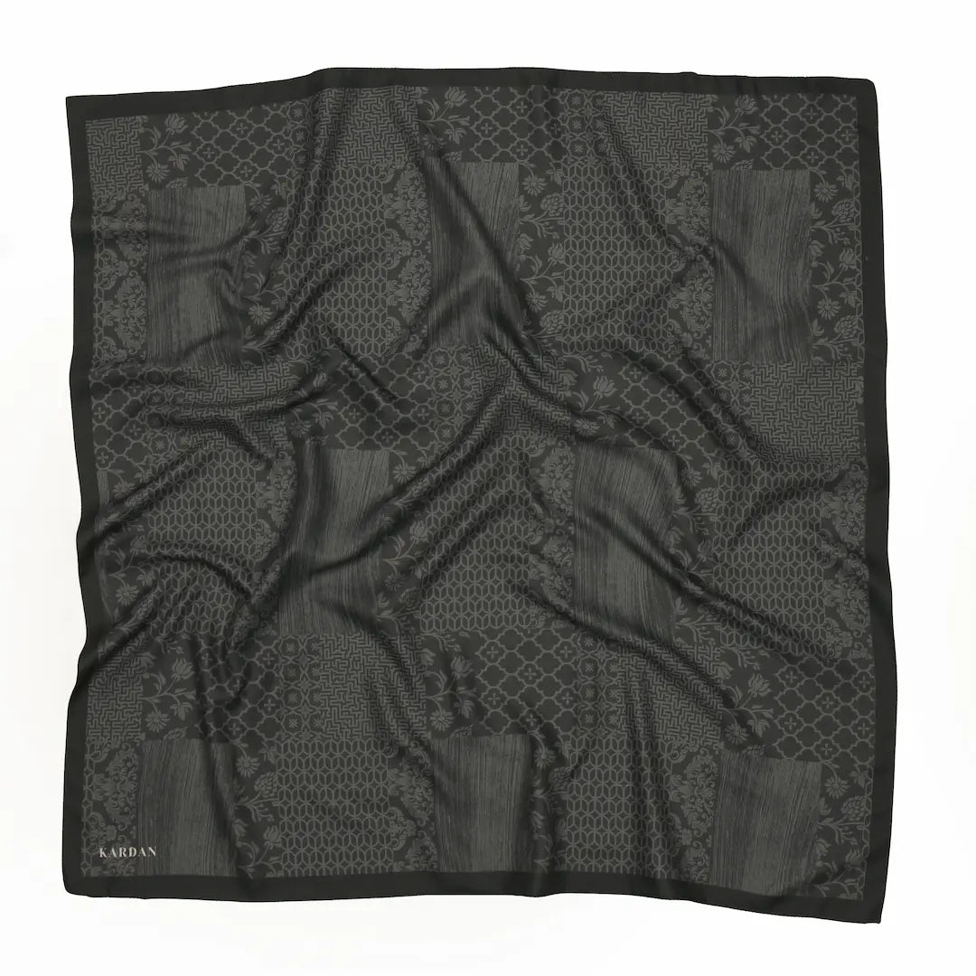 Desenli Twill Eşarp Camelia - Antrasit