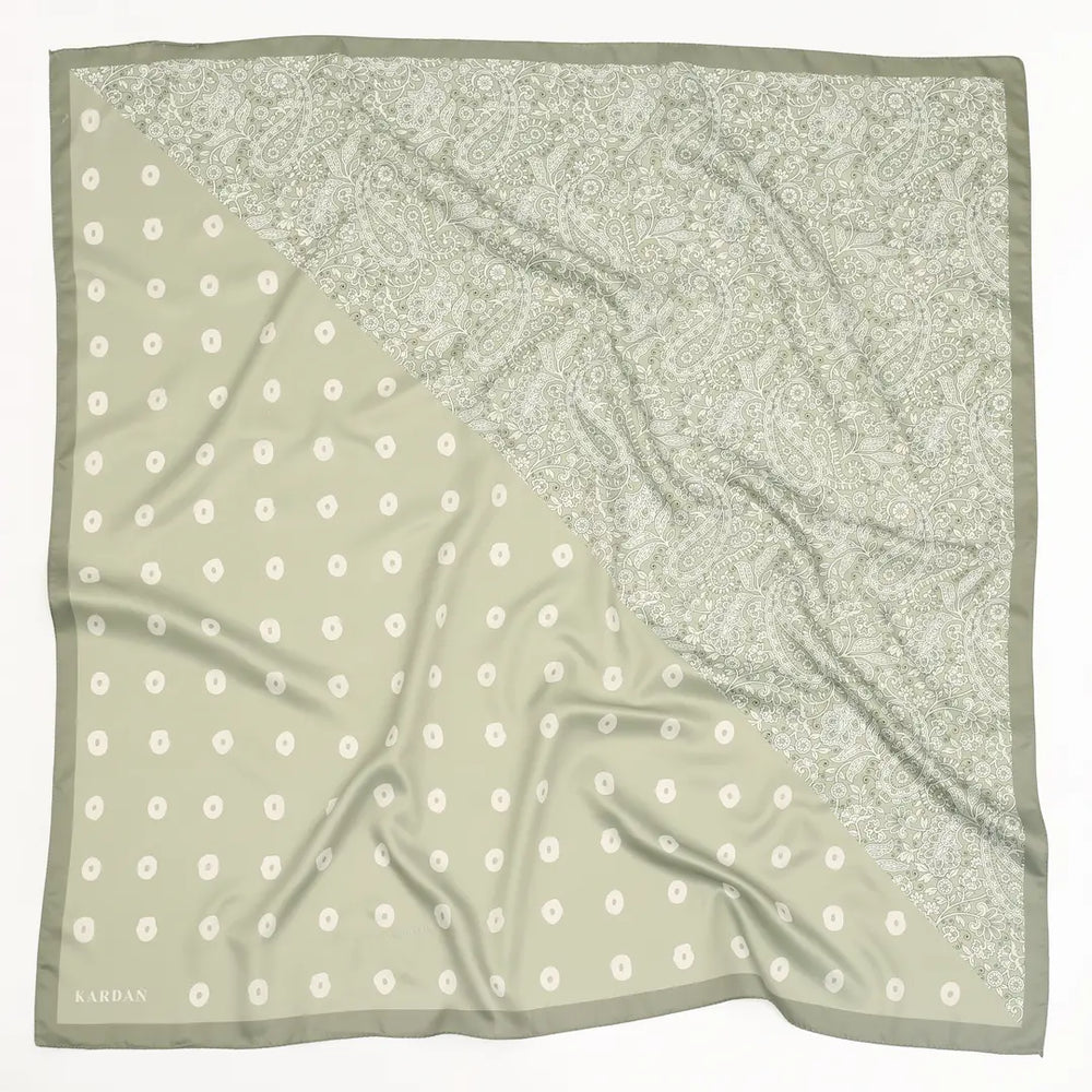 Desenli Twill Eşarp Carmen - Soft Yeşil