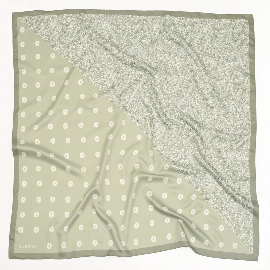 Desenli Twill Eşarp Carmen - Soft Yeşil