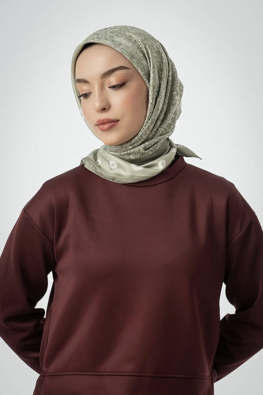 Desenli Twill Eşarp Carmen - Soft Yeşil