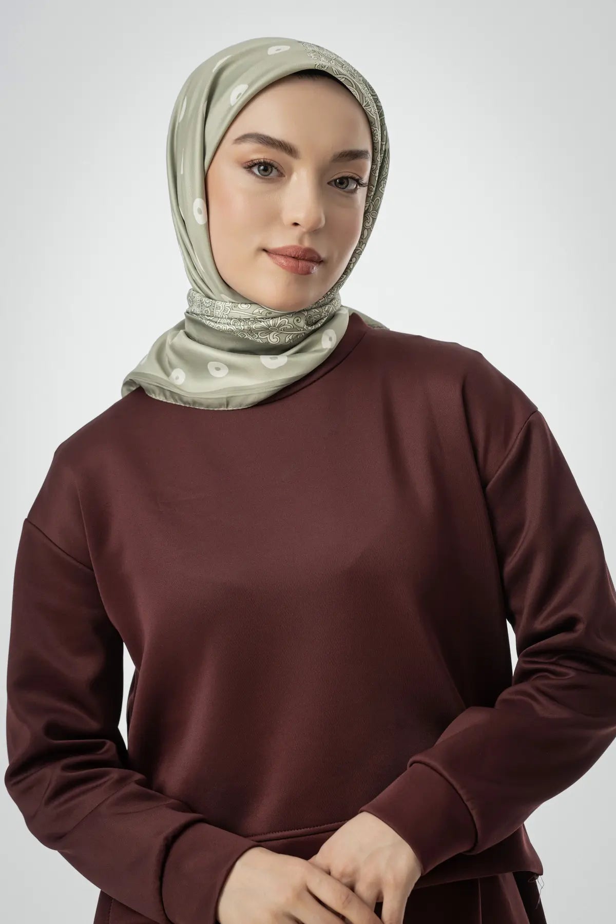 Desenli Twill Eşarp Carmen - Soft Yeşil