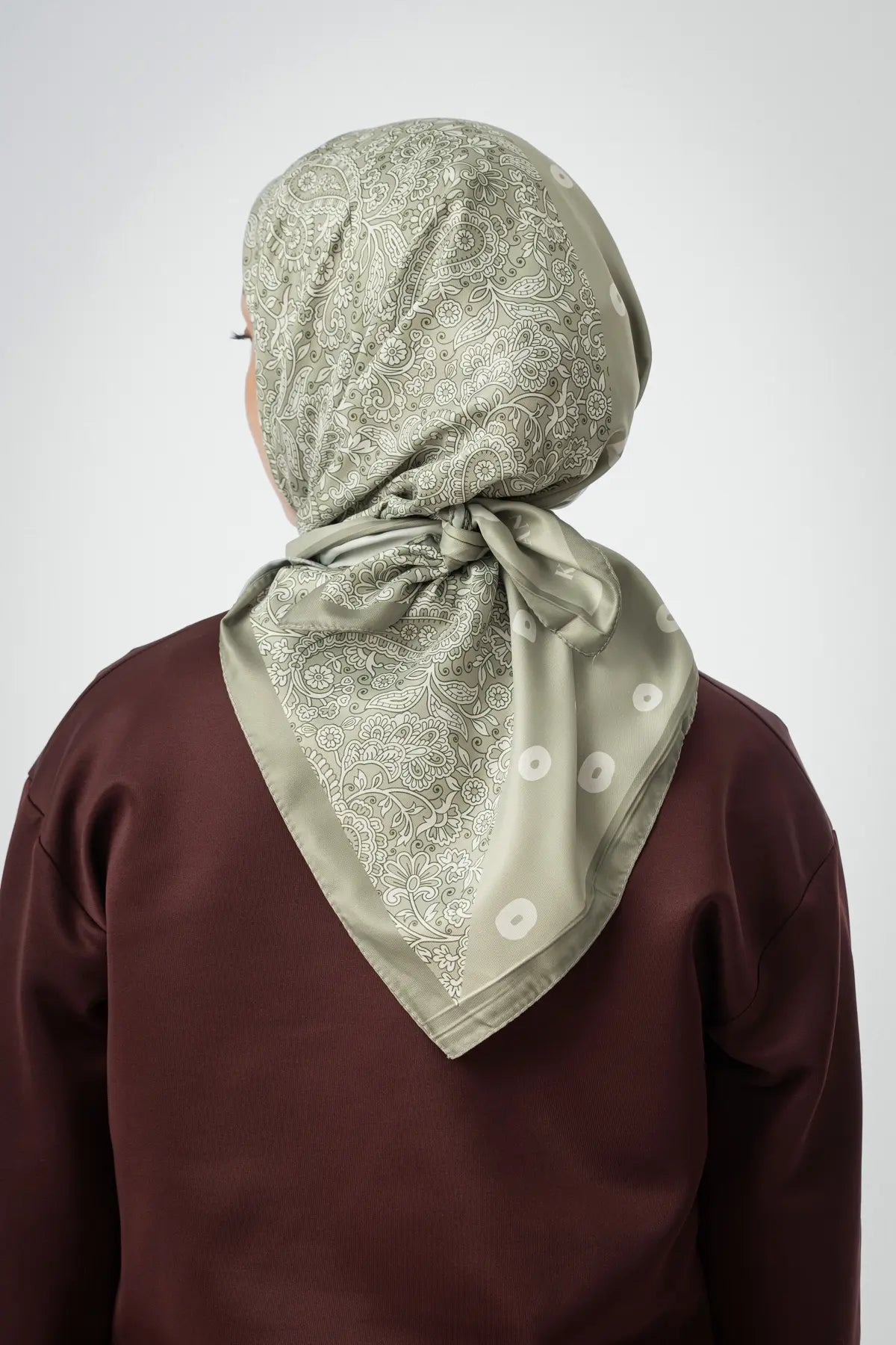 Desenli Twill Eşarp Carmen - Soft Yeşil