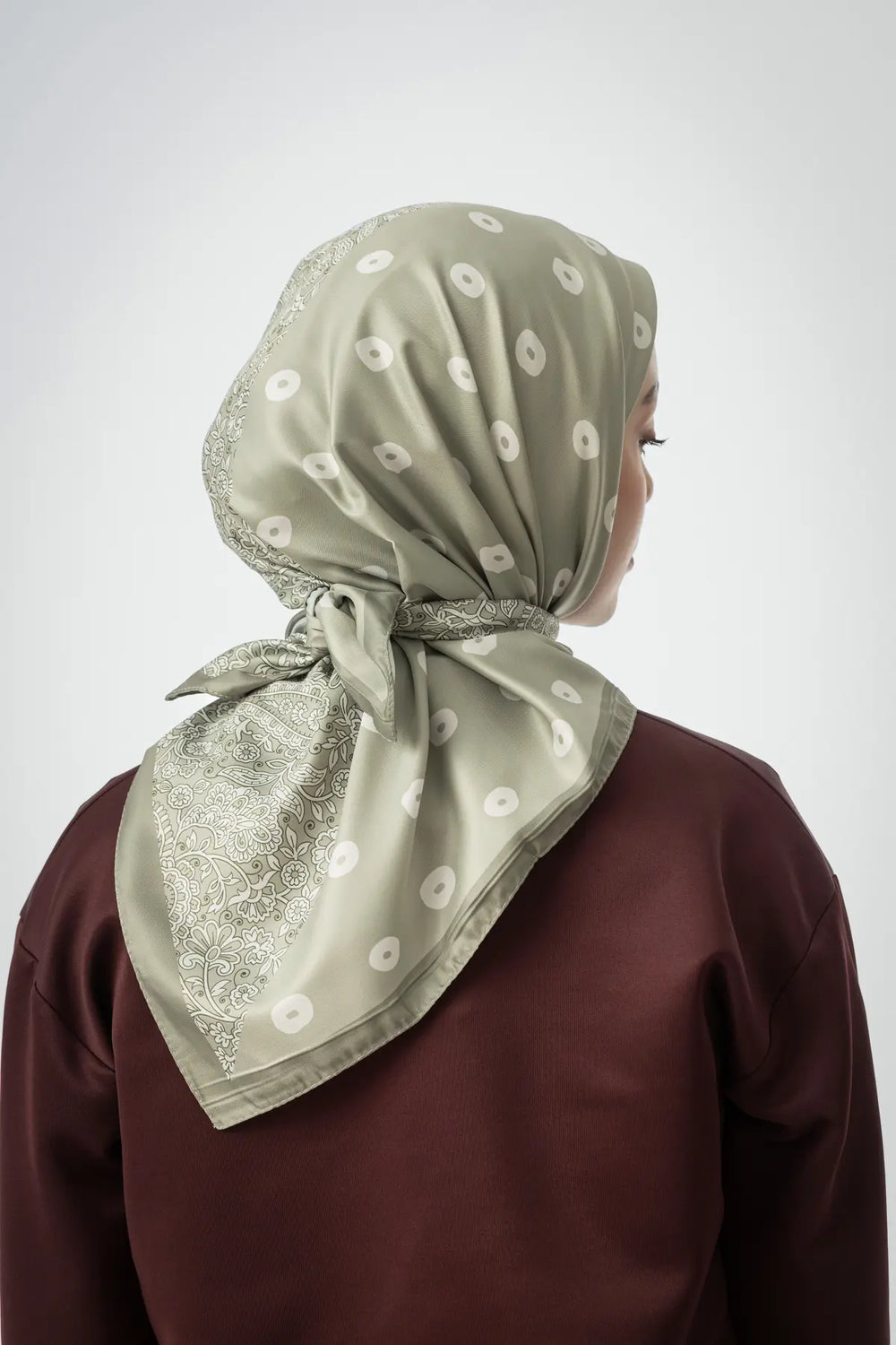 Desenli Twill Eşarp Carmen - Soft Yeşil