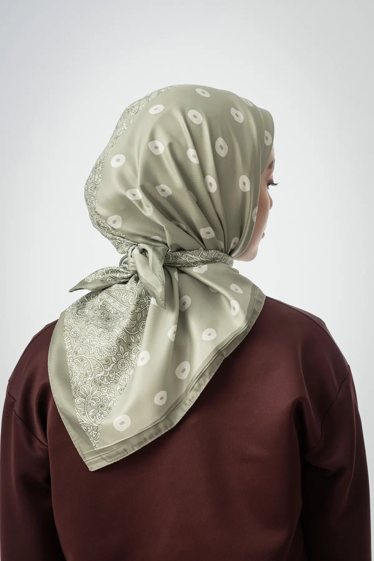 Desenli Twill Eşarp Carmen - Soft Yeşil