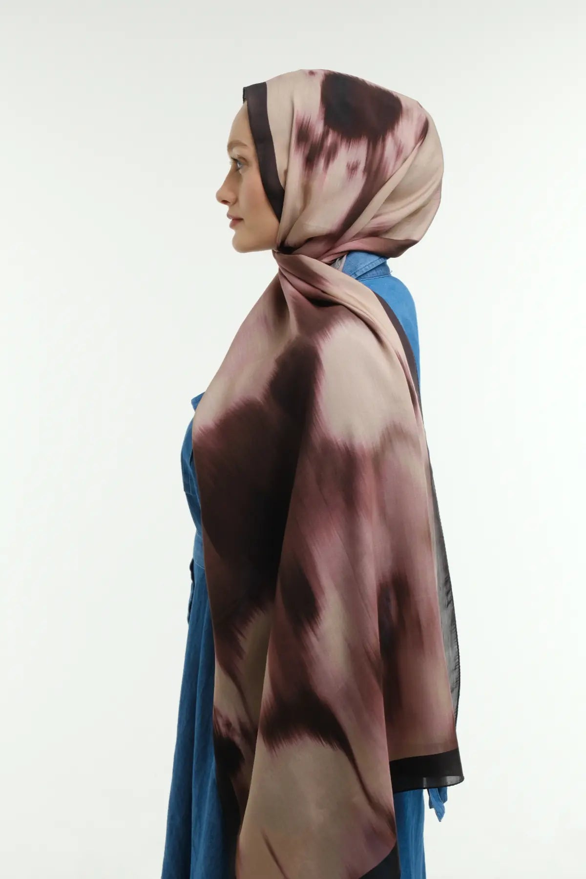 Fade Desenli Bej Bordo Şal