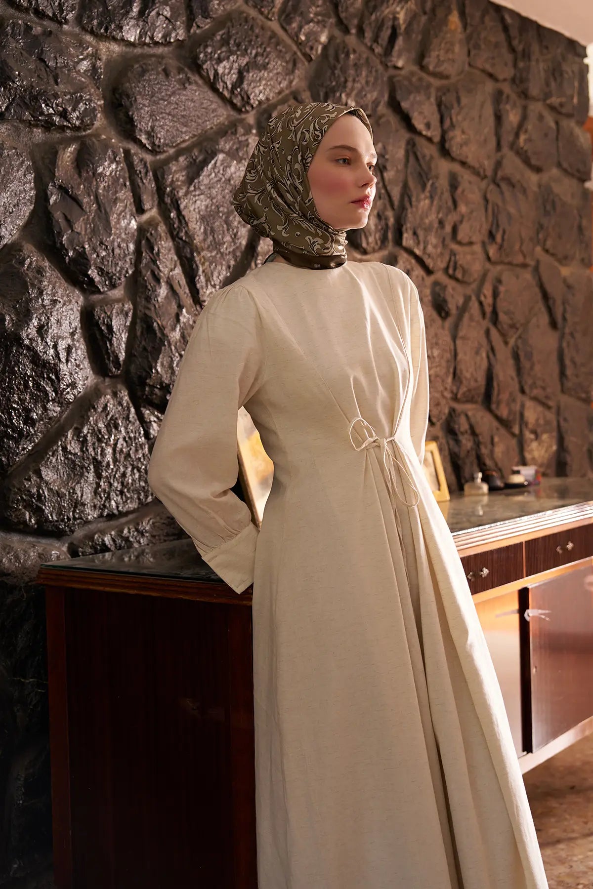 Flora Desenli Yeşil Eşarp - MK03