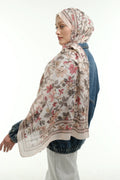 Floral Desen Şal - Krem