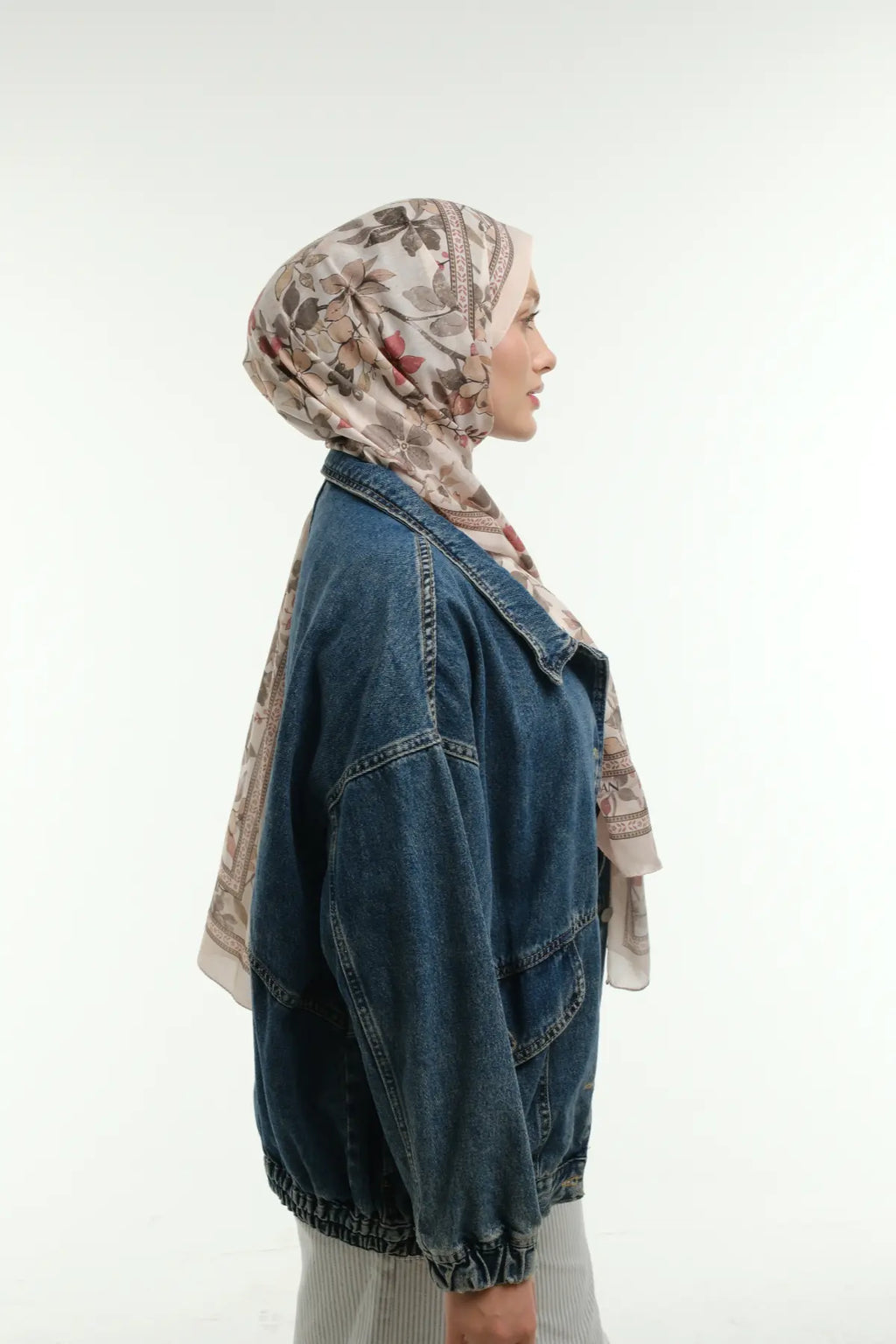 Floral Desen Şal - Krem