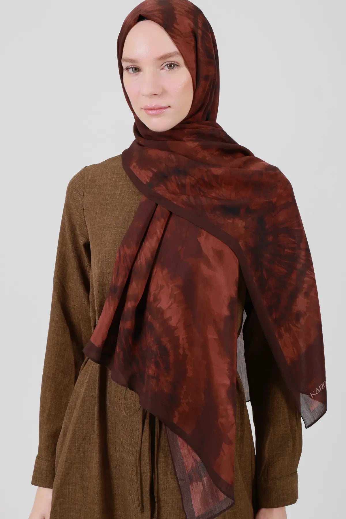 Kozmik Desenli Bordo Şal - S38