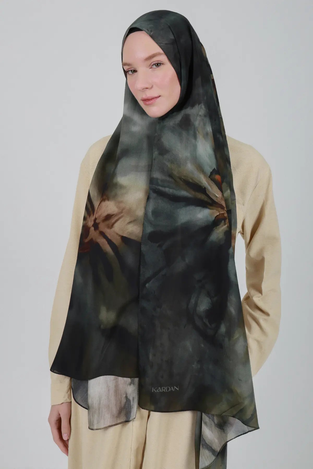 Kozmos Desenli Yeşil Şal - S33