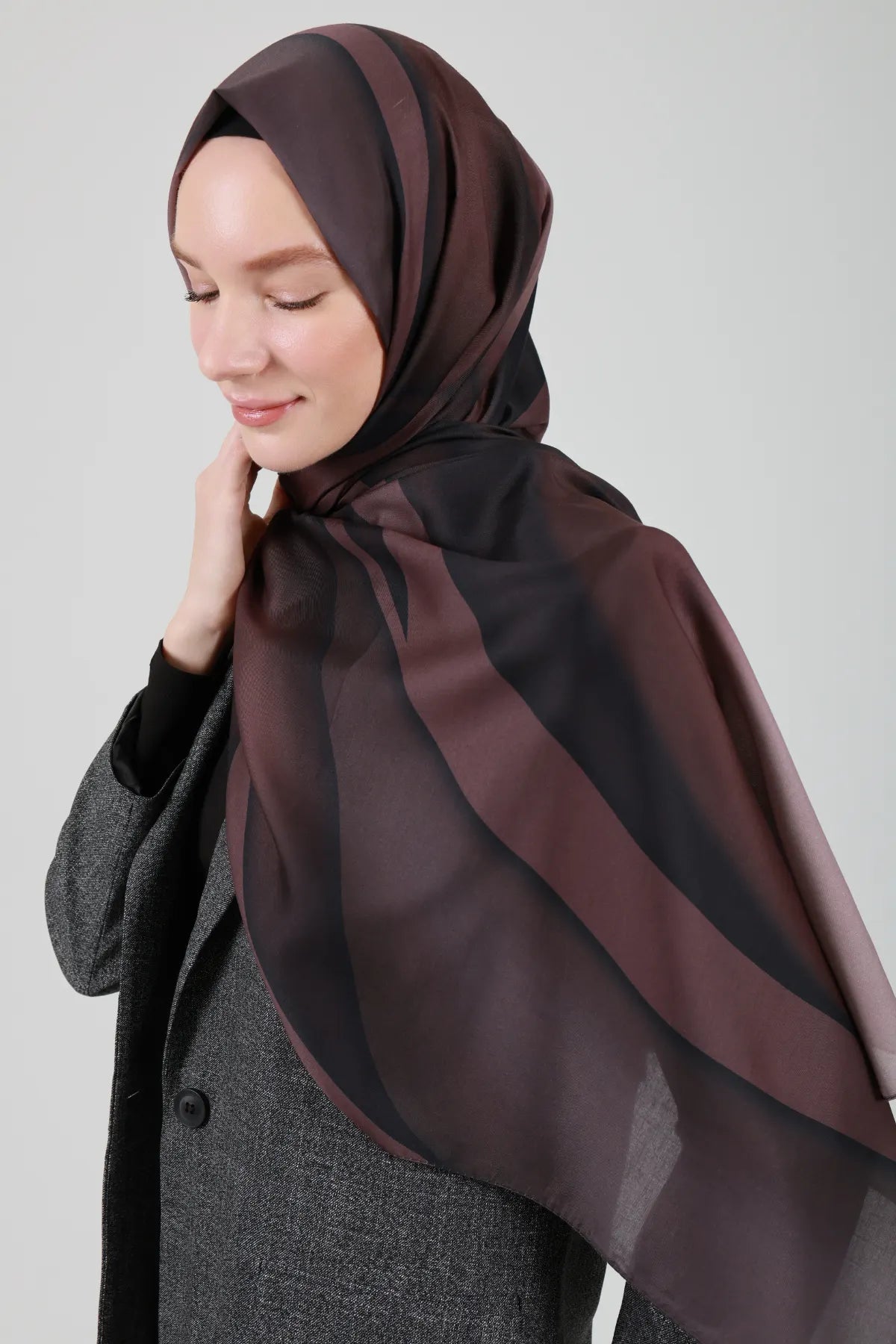 Lav Desen Şal - Bordo - M15