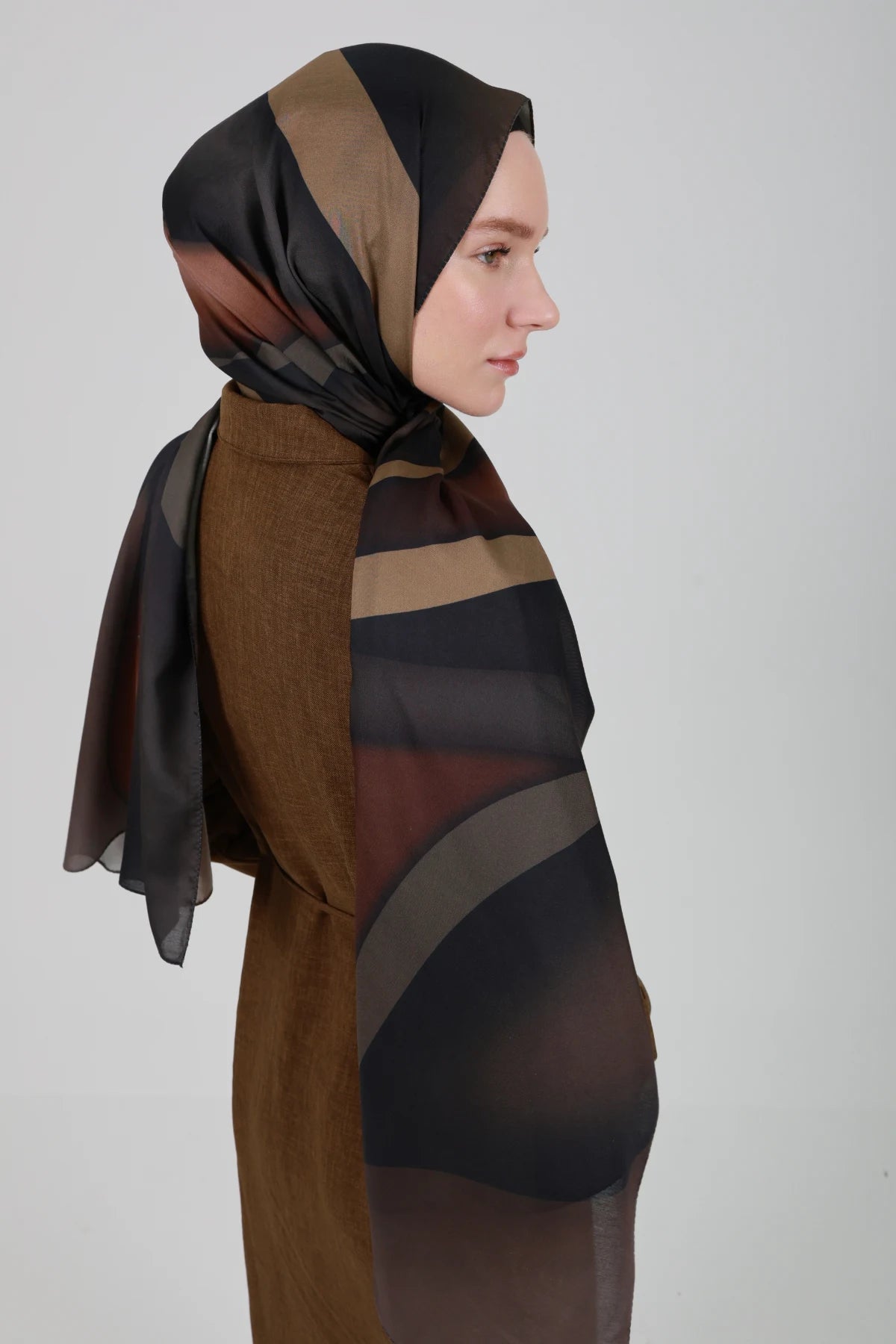 Lav Desen Şal - Kahve - M16