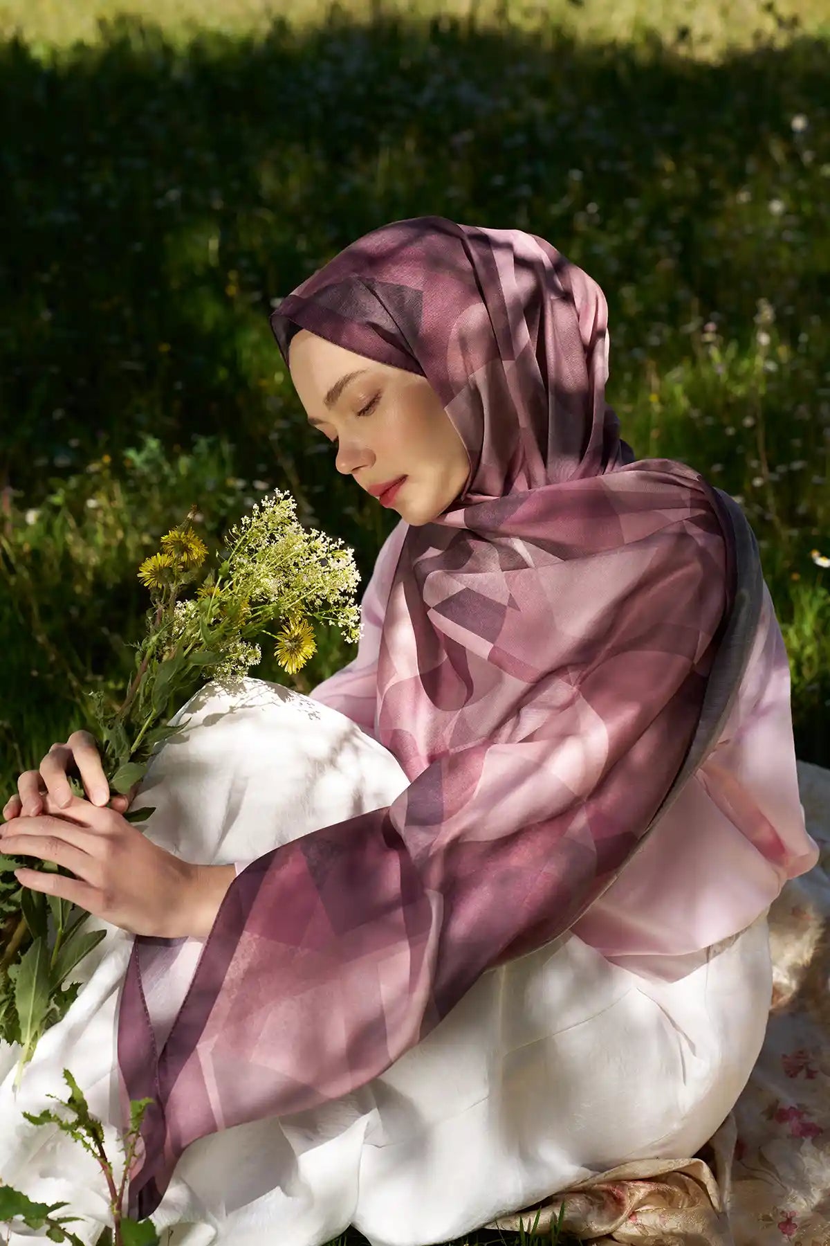 Astrid Desen Şal -  Bordo - MK13