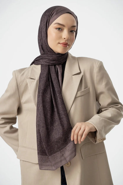 Rosa Desen Şal - Antik Bordo