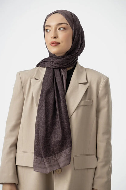 Rosa Desen Şal - Antik Bordo